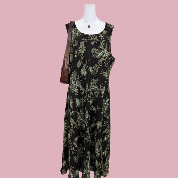 brown floral paisley plus size boho whimsygoth grunge maxi dress - Picture 1 of 8